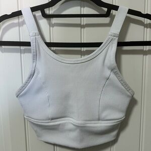 Aerie White Ribbed Sports Bra